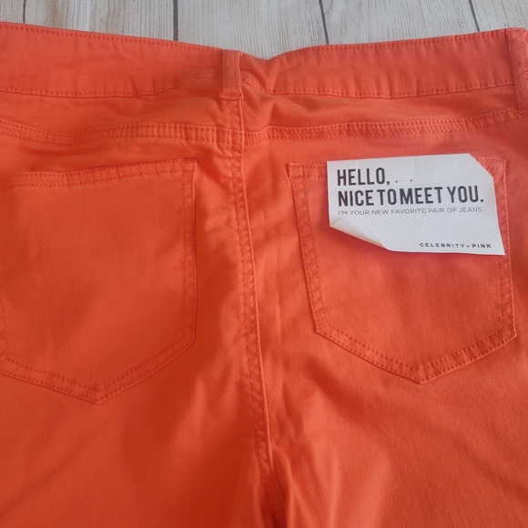 NWT celebrity Pink mid rise orange skinny pants size 11 - Picture 8 of 11